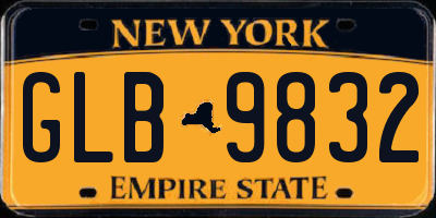 NY license plate GLB9832