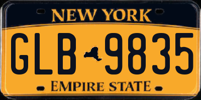 NY license plate GLB9835