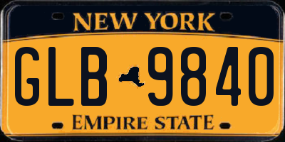 NY license plate GLB9840