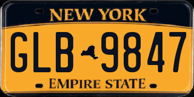 NY license plate GLB9847