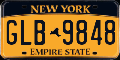 NY license plate GLB9848