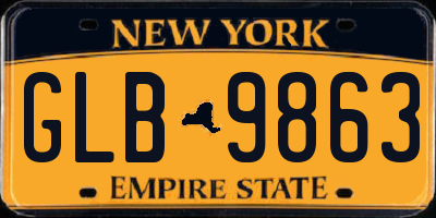 NY license plate GLB9863