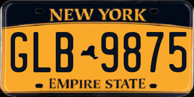 NY license plate GLB9875