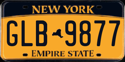 NY license plate GLB9877