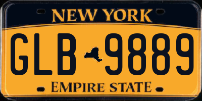NY license plate GLB9889