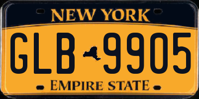 NY license plate GLB9905