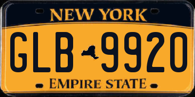 NY license plate GLB9920