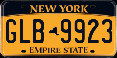 NY license plate GLB9923