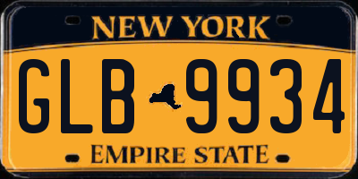 NY license plate GLB9934