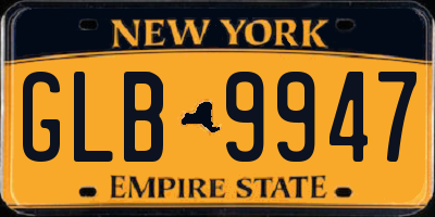 NY license plate GLB9947