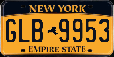 NY license plate GLB9953