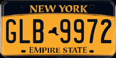 NY license plate GLB9972