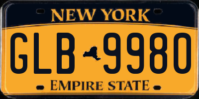 NY license plate GLB9980