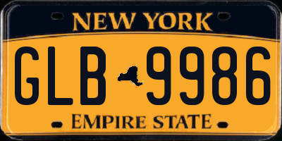 NY license plate GLB9986