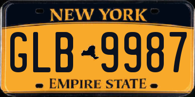 NY license plate GLB9987