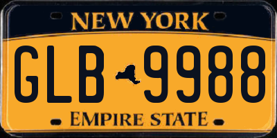 NY license plate GLB9988