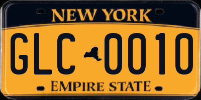 NY license plate GLC0010