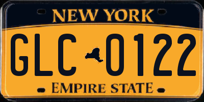 NY license plate GLC0122