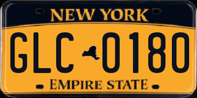 NY license plate GLC0180