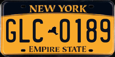 NY license plate GLC0189