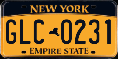NY license plate GLC0231