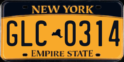 NY license plate GLC0314