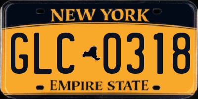 NY license plate GLC0318