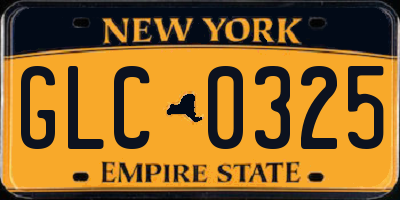 NY license plate GLC0325