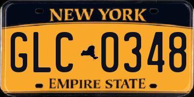 NY license plate GLC0348