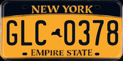 NY license plate GLC0378