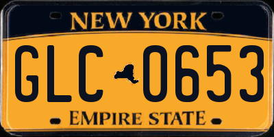 NY license plate GLC0653
