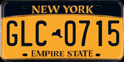 NY license plate GLC0715