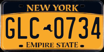 NY license plate GLC0734