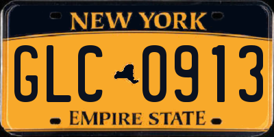 NY license plate GLC0913