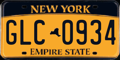 NY license plate GLC0934