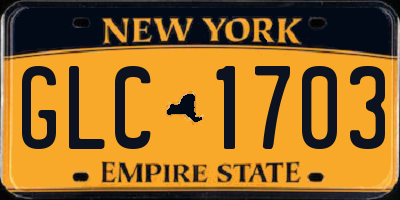 NY license plate GLC1703