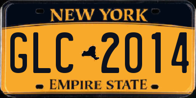 NY license plate GLC2014