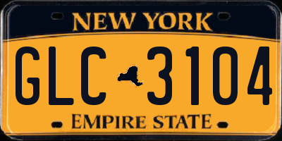 NY license plate GLC3104