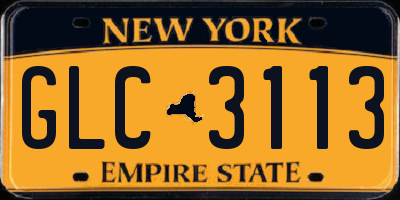 NY license plate GLC3113