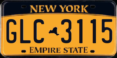 NY license plate GLC3115