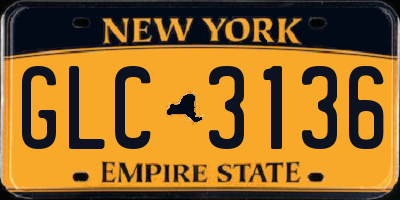 NY license plate GLC3136