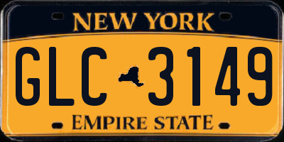 NY license plate GLC3149