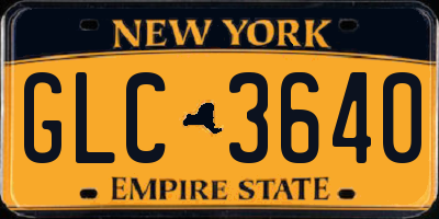 NY license plate GLC3640