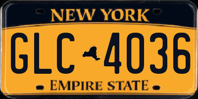 NY license plate GLC4036