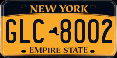 NY license plate GLC8002
