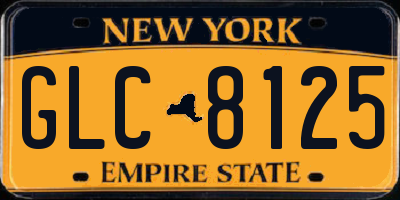 NY license plate GLC8125