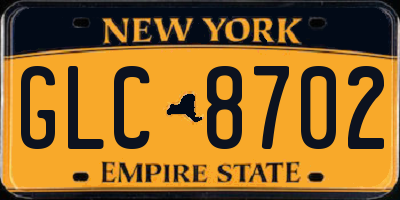 NY license plate GLC8702