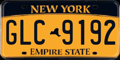 NY license plate GLC9192