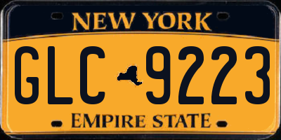 NY license plate GLC9223