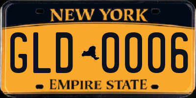 NY license plate GLD0006